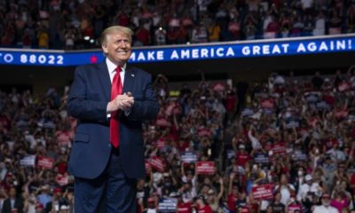President Donald Trump arrives on stage to speak at a campaign rally at the BOK Center in Tulsa Oklahoma on June 20 2020