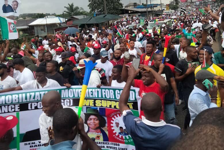 Youth march in Port Harcourt in support of Peter Obi