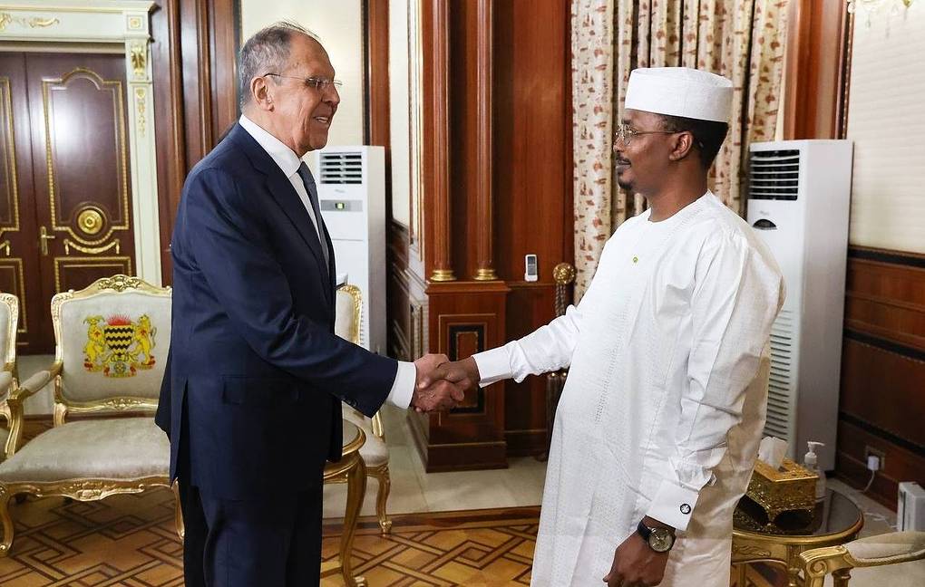 Foreign Minister Sergey Lavrov and Chadian President Mahamat Idriss Deby Itno